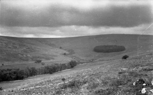 NEGATIVE OF PANORAMA FROM BROUSEN TOR