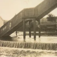 Lydford railway station in the 1927 flood