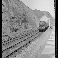 Steam train on coastal mainline at Teignmouth