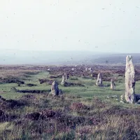 Water Hill. Stone row, looking NE