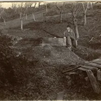 Mr Daw in the Hele House coppice.