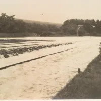 Railway line near Lydford in the 1927 floods