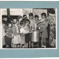 Milk handout at Teigngrace and Bickington school