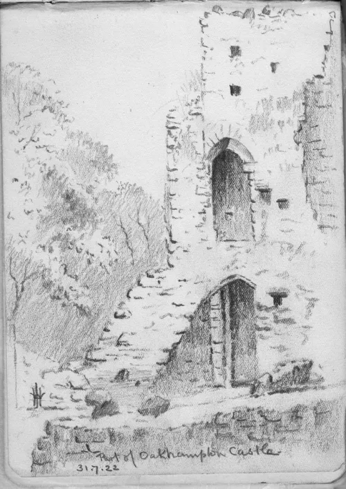 Sketch of Okehampton Castle