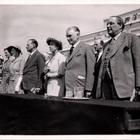 The national anthem played at the opening ceremony of the North Devon Water Board’s Prewley water works