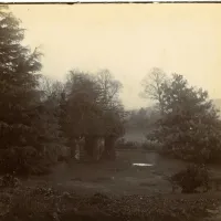 Hele House's summer house and view towards Dartmoor