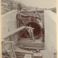 Cutting a culvert for one of the Hennock reservoirs