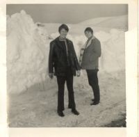 Young men out enjoying the snow