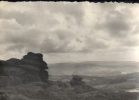 Dartmoor  landscape with tor  in foreground