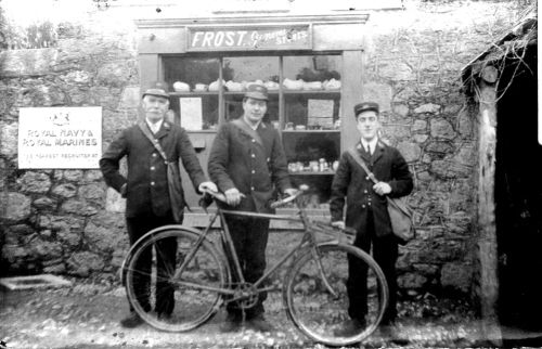 Manaton Village Postmen outside Half Moon Post Office