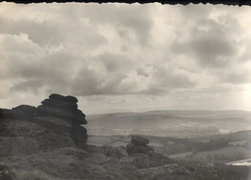 Dartmoor  landscape with tor  in foreground